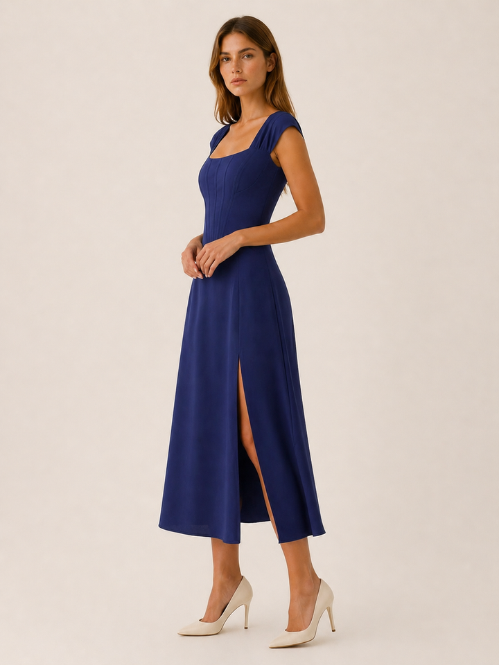 Iris | Bustier Midi Dress with Side Slit