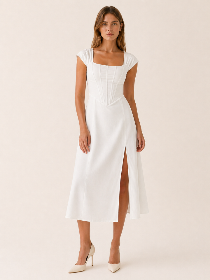 Iris | Bustier Midi Dress with Side Slit