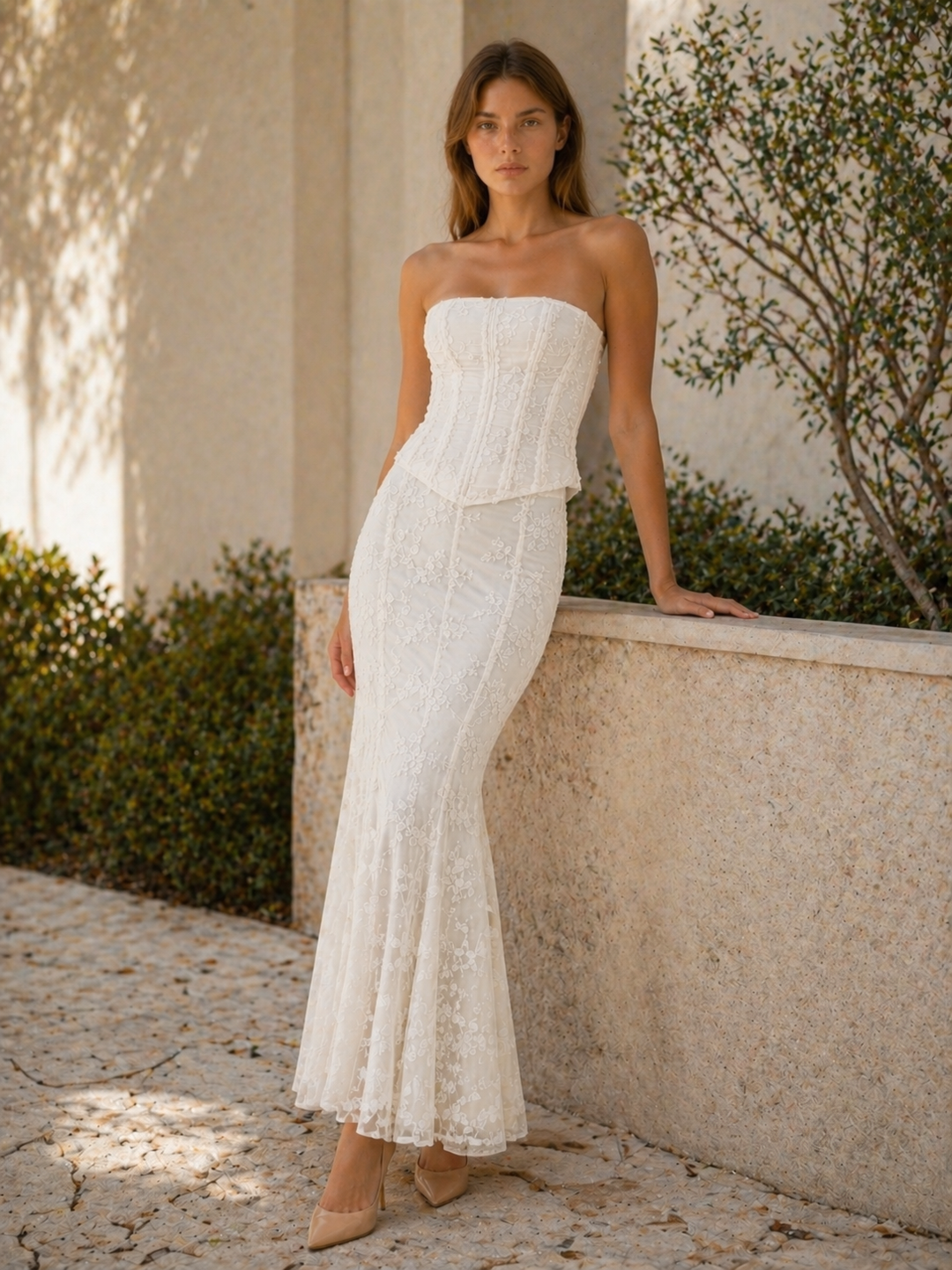 Seraphina | Corset Lace Maxi Dress with Mermaid Hem