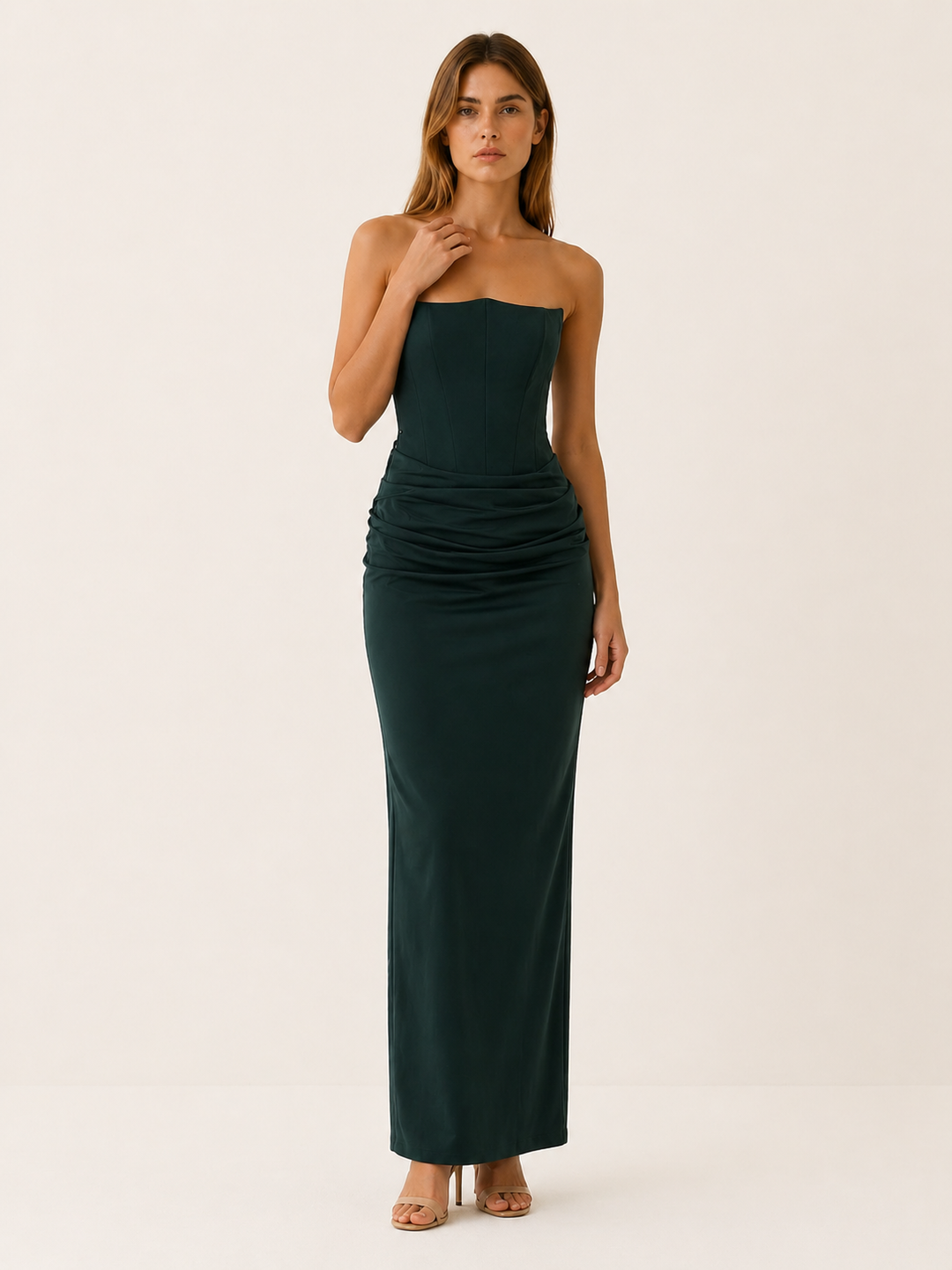 Noemi | Corset Maxi Dress with Ruched Detail