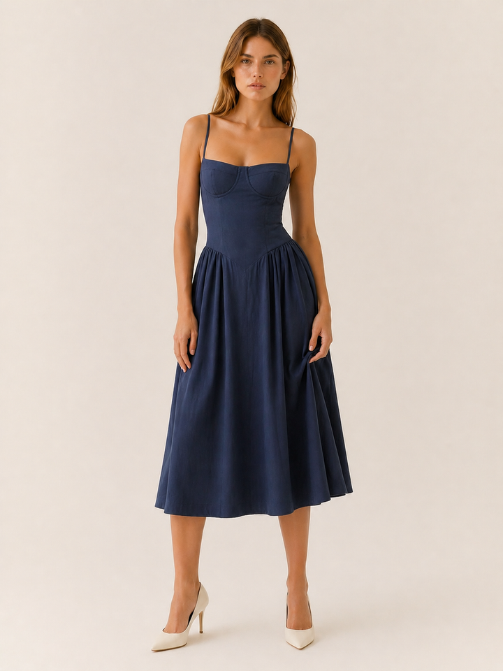 Mila | Corset Midi Dress with Sweetheart Neck