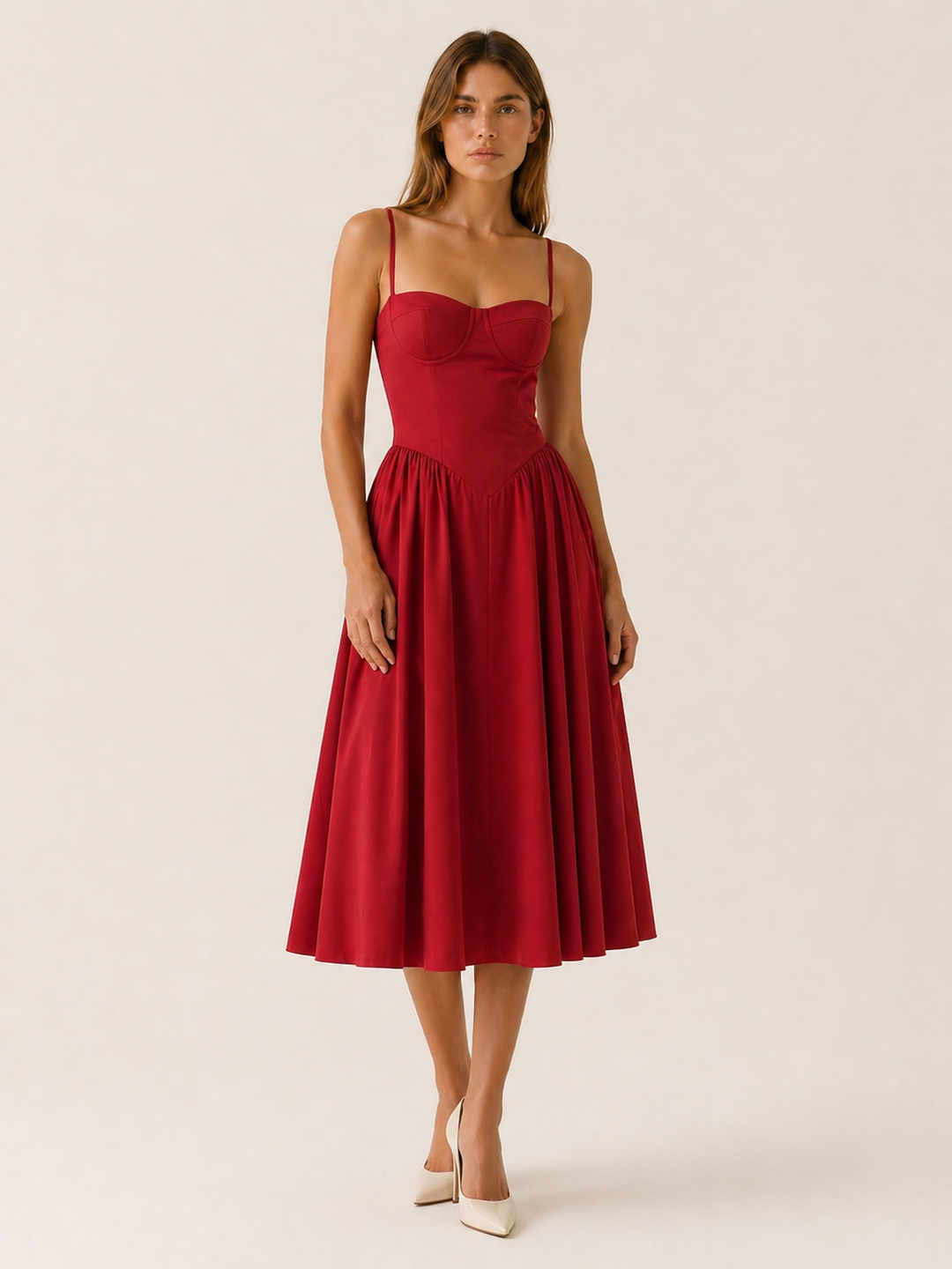 Mila | Corset Midi Dress with Sweetheart Neck