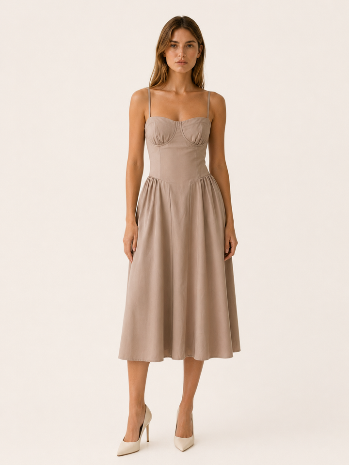 Mila | Corset Midi Dress with Sweetheart Neck