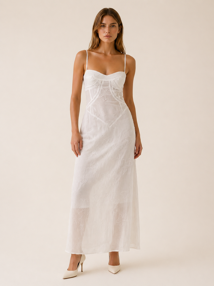 Celeste | Lace Maxi Dress with Strappy Detail