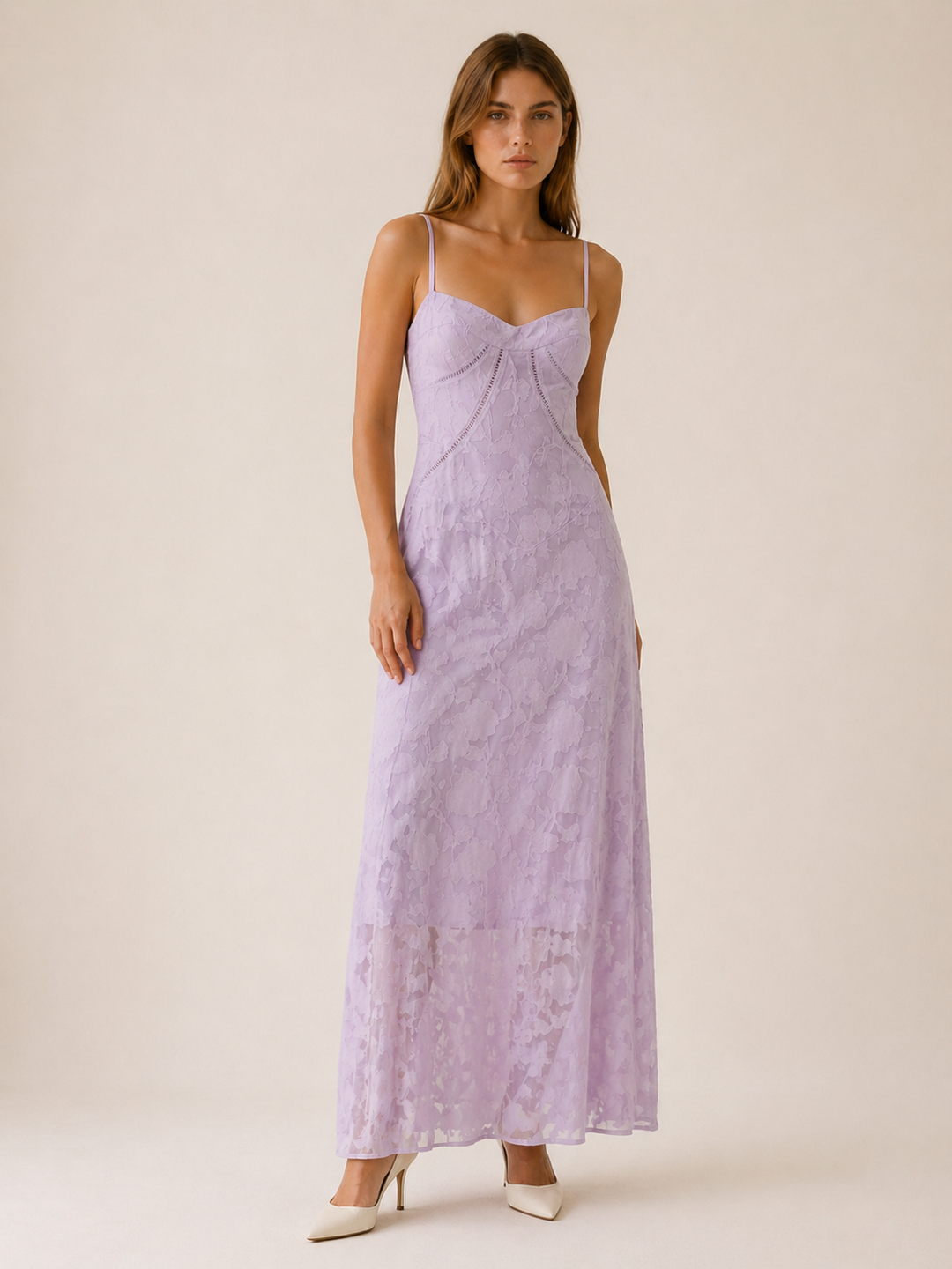 Celeste | Lace Maxi Dress with Strappy Detail
