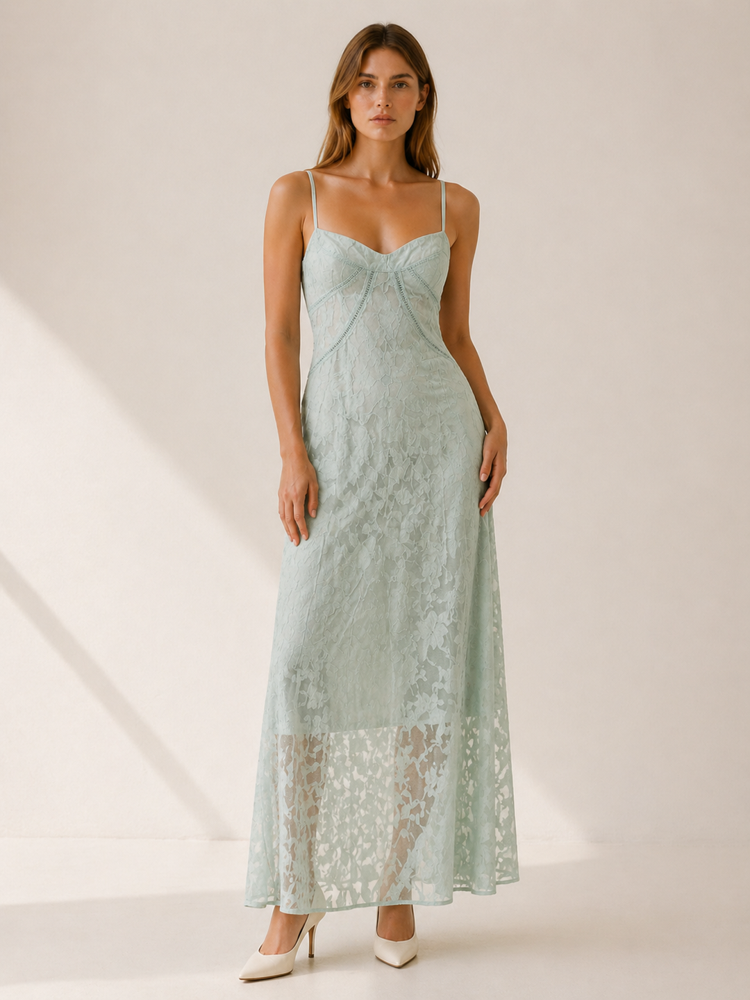 Celeste | Lace Maxi Dress with Strappy Detail