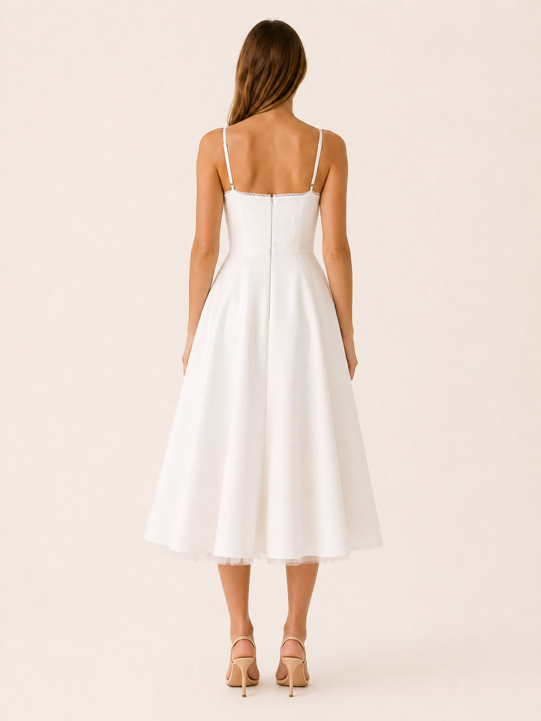 Amara | Satin Corset Midi Dress with Tulle Skirt