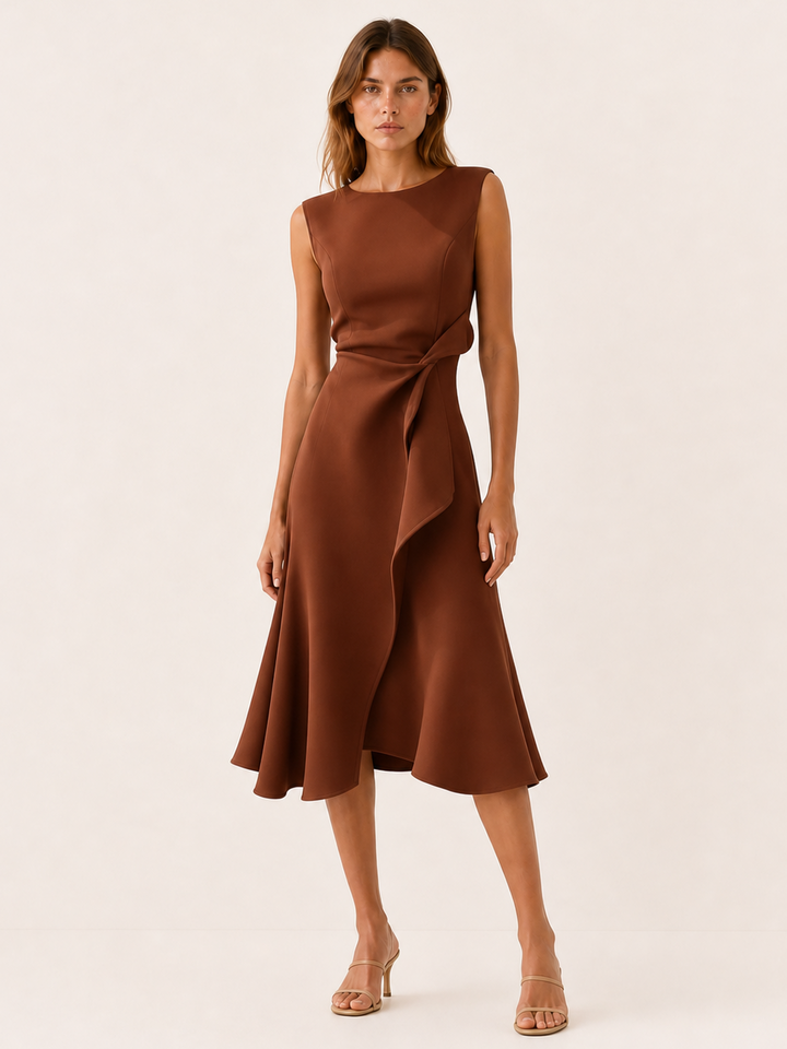 Anouk | Midi Dress with Asymmetric Draped Detail