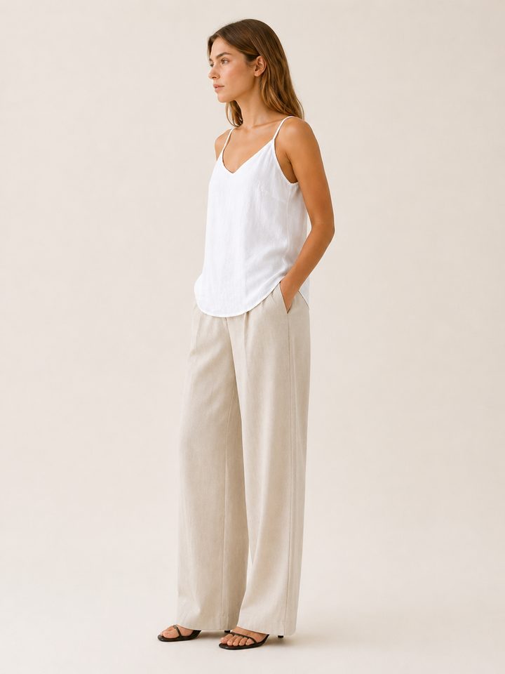 Arlette | Linen Cami Top with Spaghetti Straps