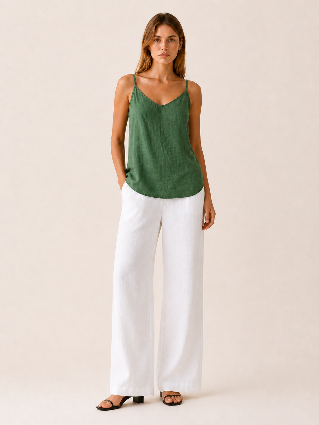 Arlette | Linen Cami Top with Spaghetti Straps