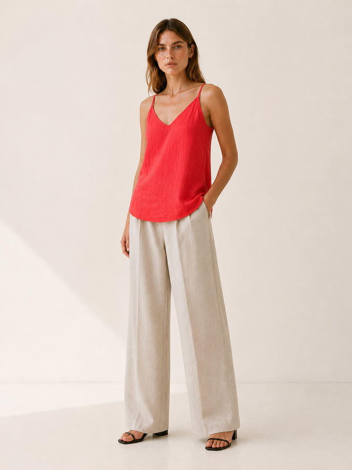 Arlette | Linen Cami Top with Spaghetti Straps