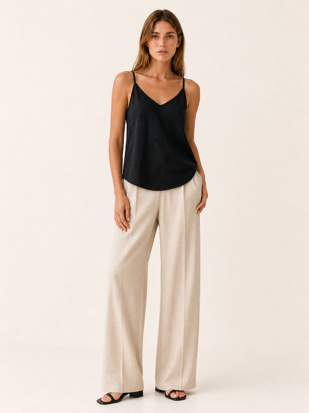 Arlette | Linen Cami Top with Spaghetti Straps