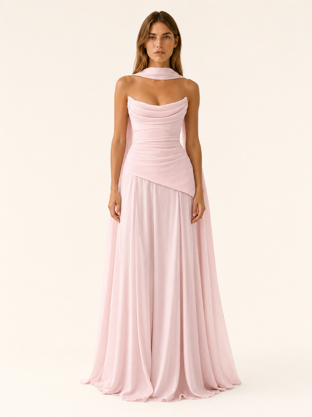 Aviva | Strapless Maxi Dress with Drape Detail
