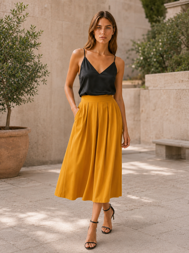 Brea | Pleated Midi Skirt with High Waist