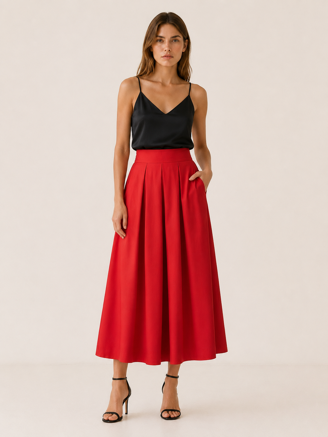 Brea | Pleated Midi Skirt with High Waist