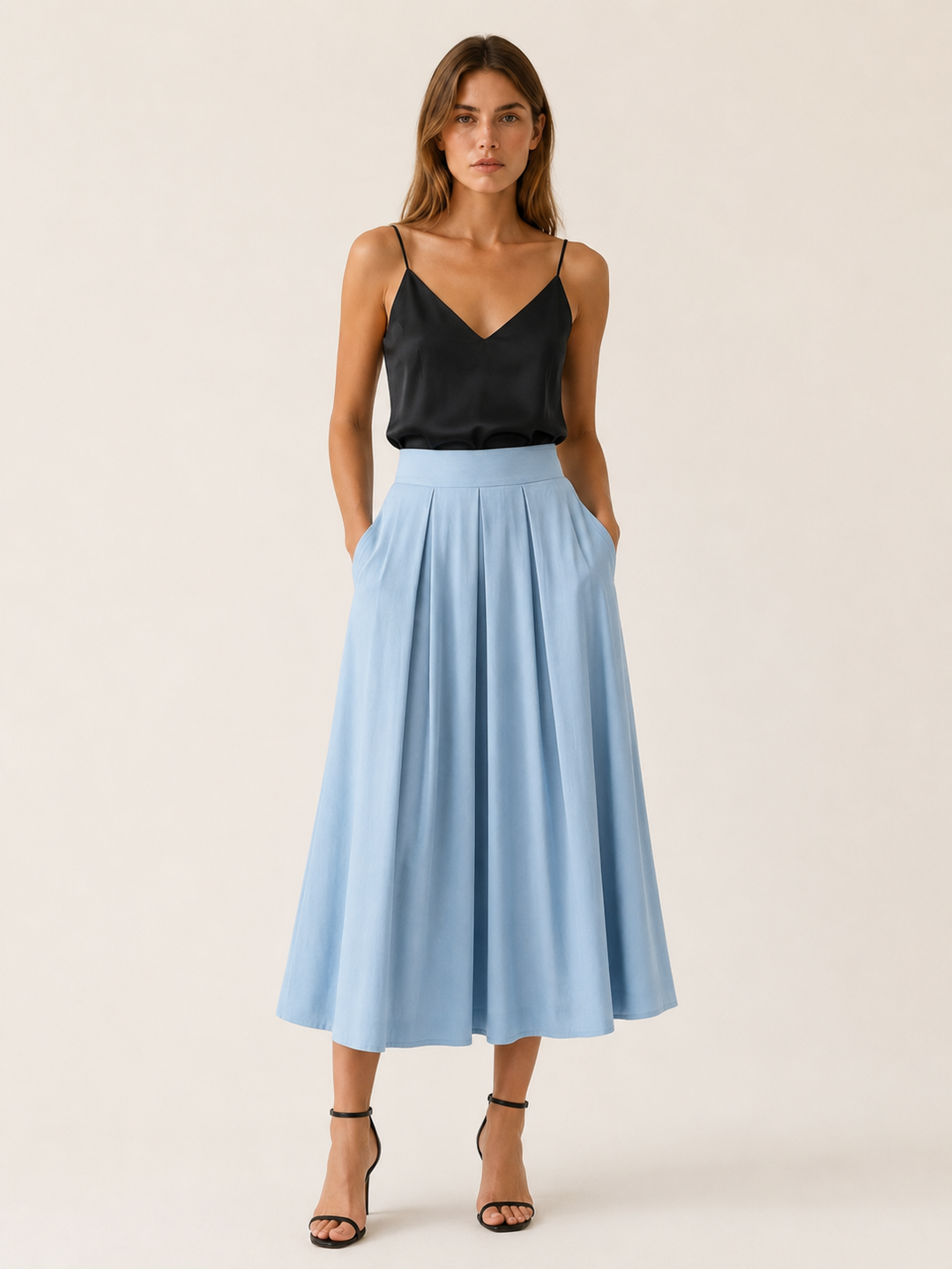 Brea | Pleated Midi Skirt with High Waist