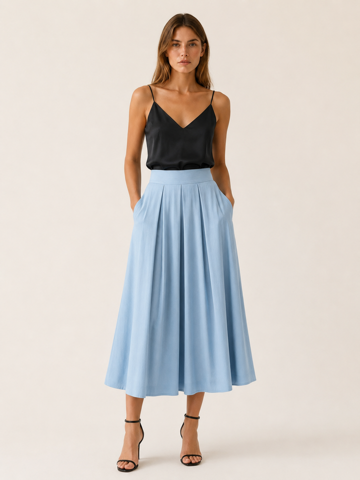 Brea | Pleated Midi Skirt with High Waist