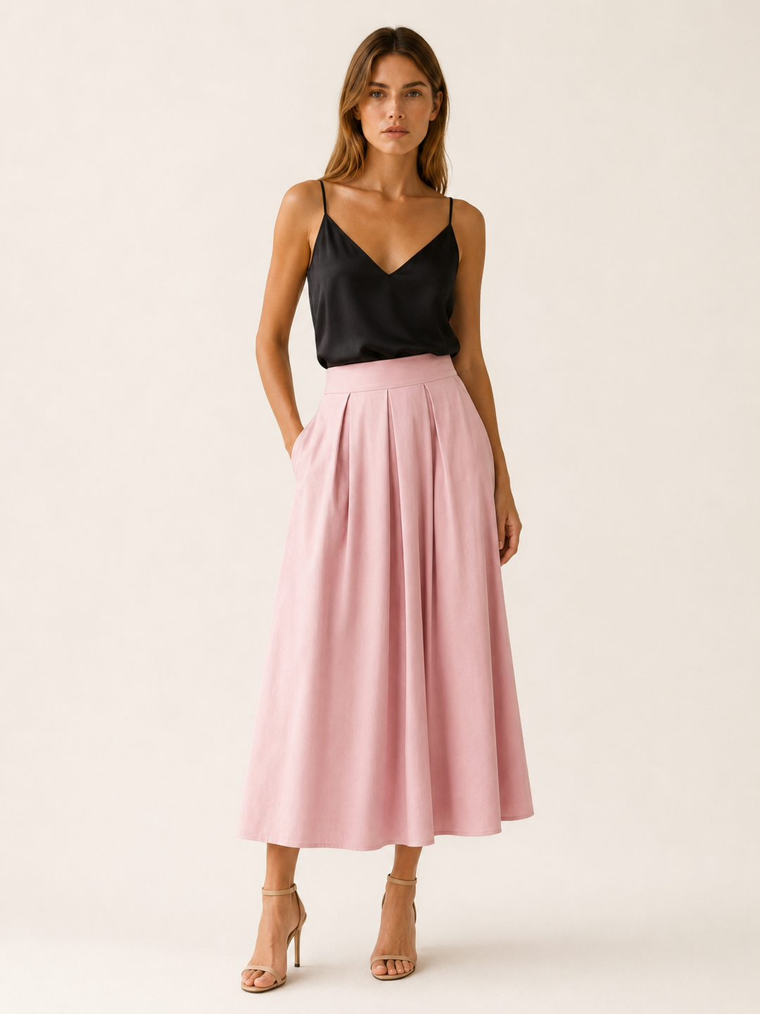 Brea | Pleated Midi Skirt with High Waist