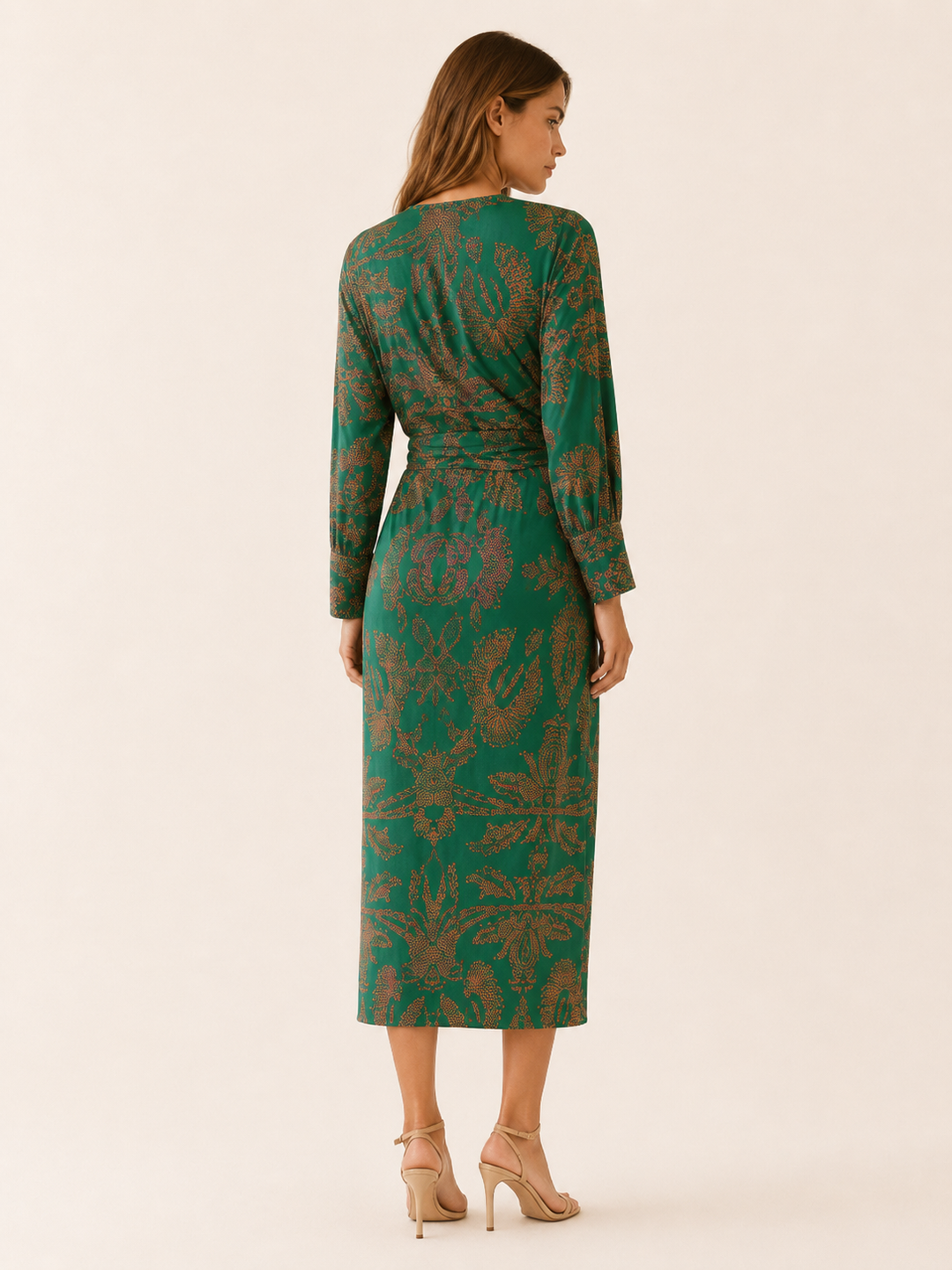 Briar | Long Sleeve Midi Dress with Twist Front