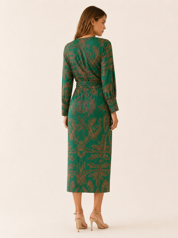 Briar | Long Sleeve Midi Dress with Twist Front