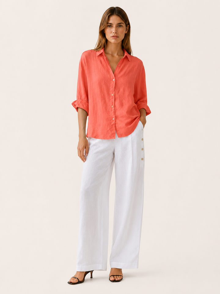 Bronwen | Relaxed Linen Shirt with Button Front
