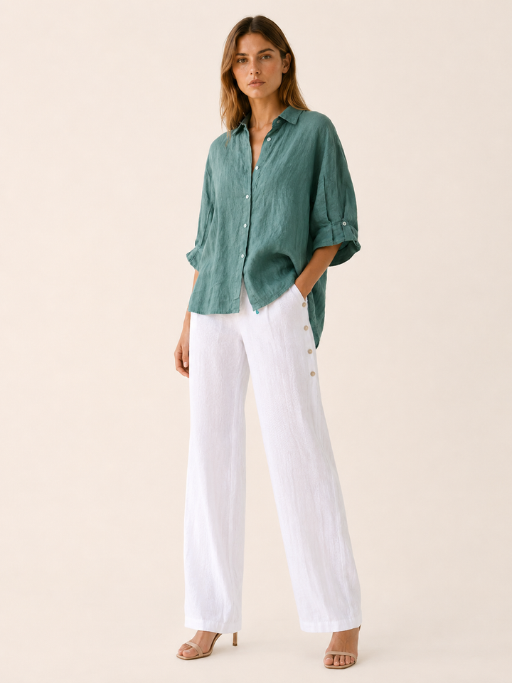 Bronwen | Relaxed Linen Shirt with Button Front