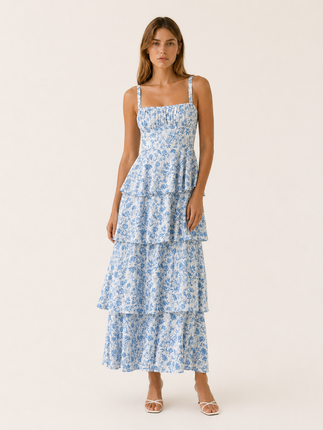 Calista | Floral Maxi Dress with Tiered Skirt