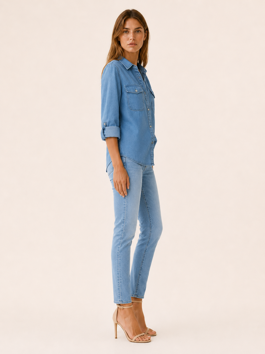 Calliope | Denim Shirt with Button Front and Chest Pockets