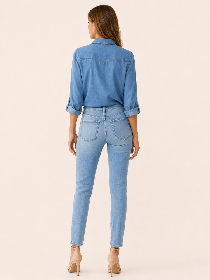 Calliope | Denim Shirt with Button Front and Chest Pockets