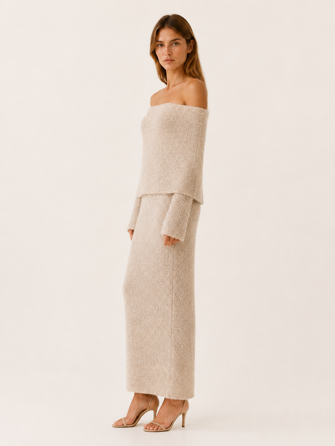Carina | Off Shoulder Knit Maxi Dress