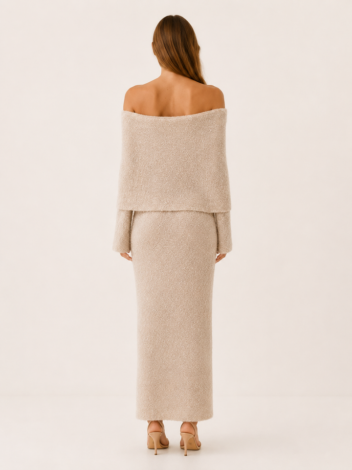 Carina | Off Shoulder Knit Maxi Dress