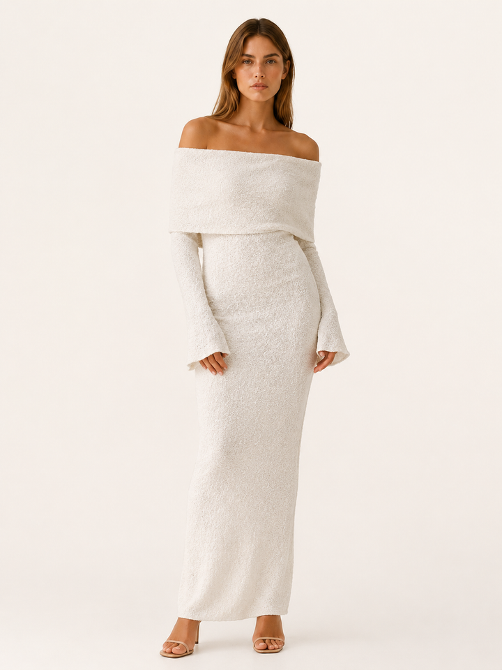 Carina | Off Shoulder Knit Maxi Dress