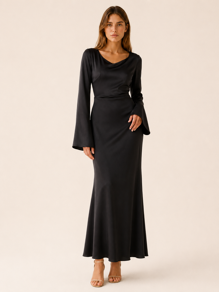 Cerys | Long Sleeve Maxi Dress with Tie Waist