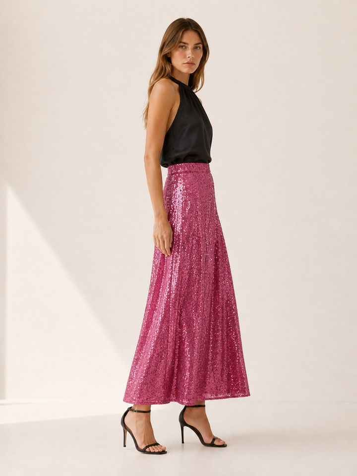 Cora | Sequin Maxi Skirt with Elastic Waist