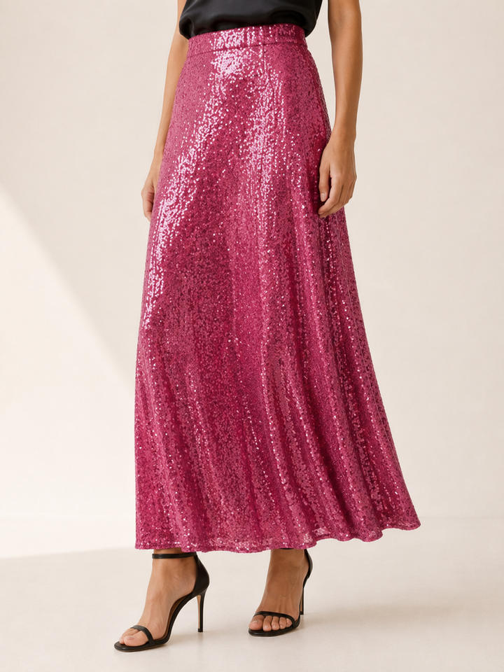 Cora | Sequin Maxi Skirt with Elastic Waist