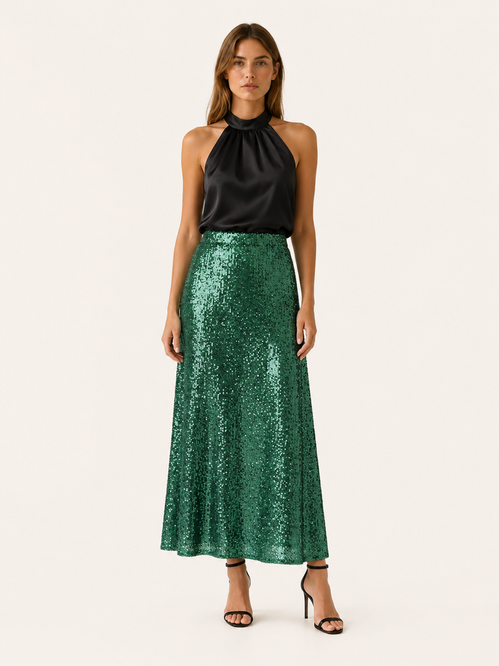 Cora | Sequin Maxi Skirt with Elastic Waist