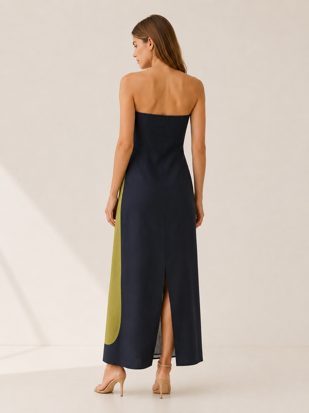 Cyrene | Strapless Maxi Dress with Abstract Floral Print