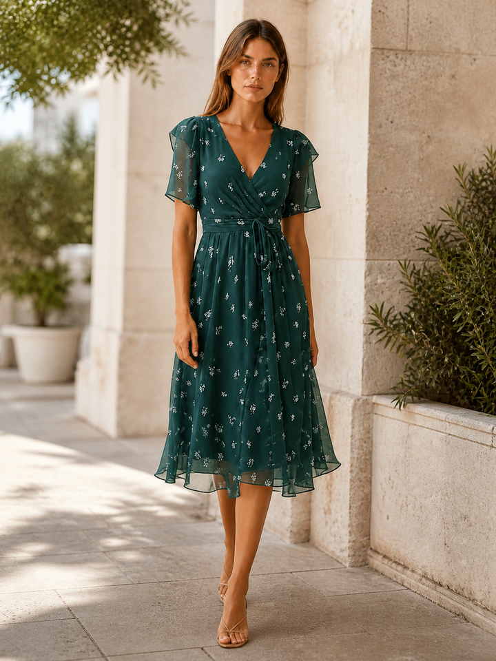 Daria | Floral Midi Dress with Wrap Front