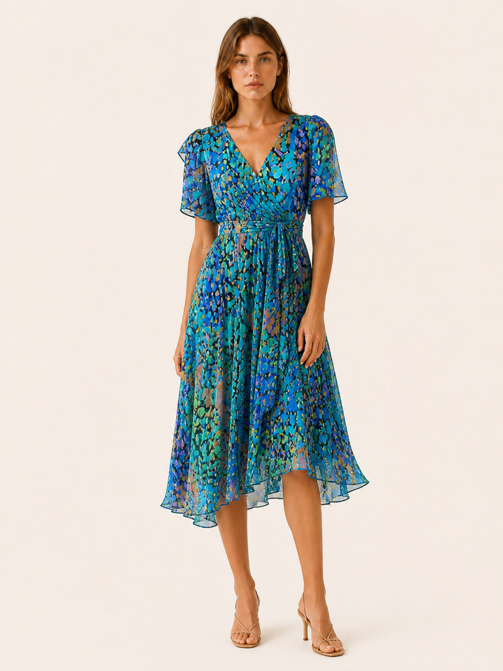 Daria | Floral Midi Dress with Wrap Front