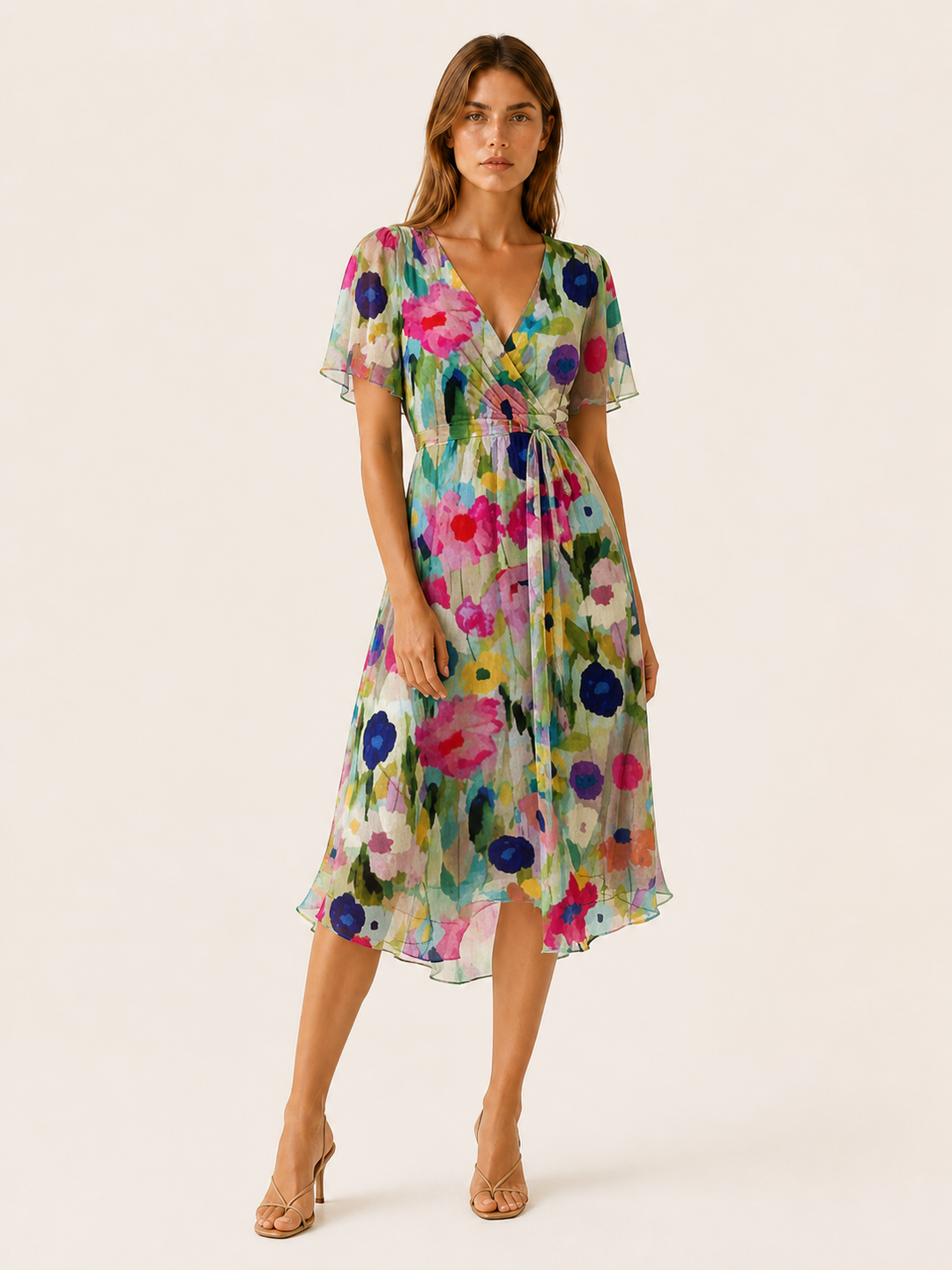 Daria | Floral Midi Dress with Wrap Front
