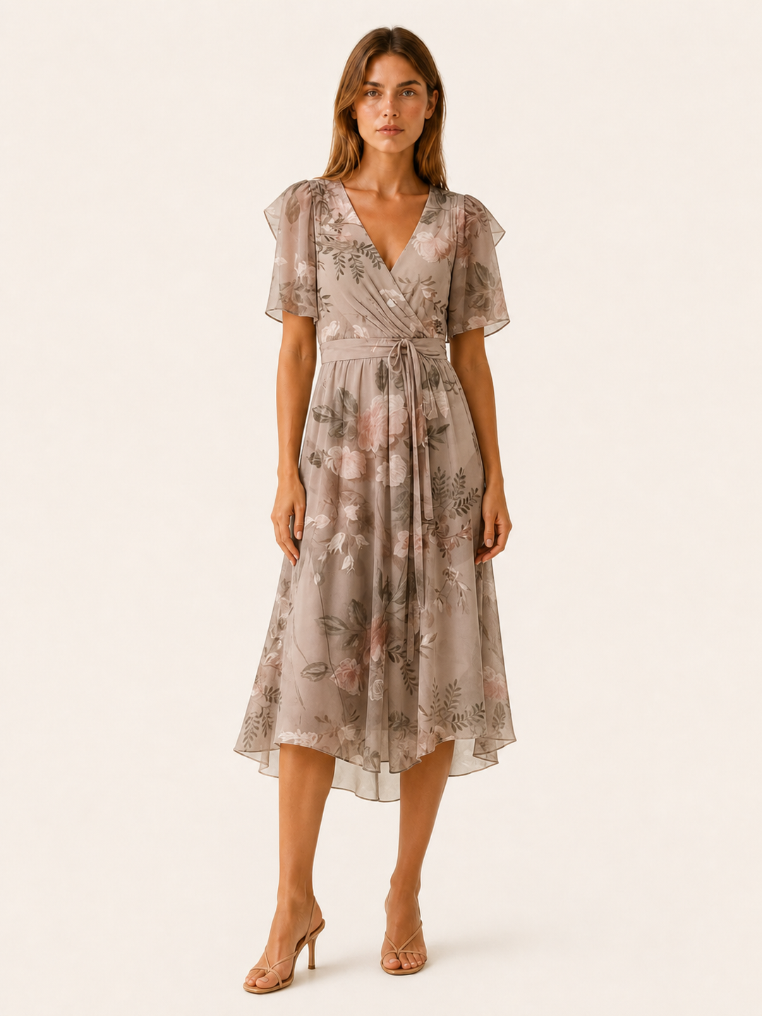 Daria | Floral Midi Dress with Wrap Front