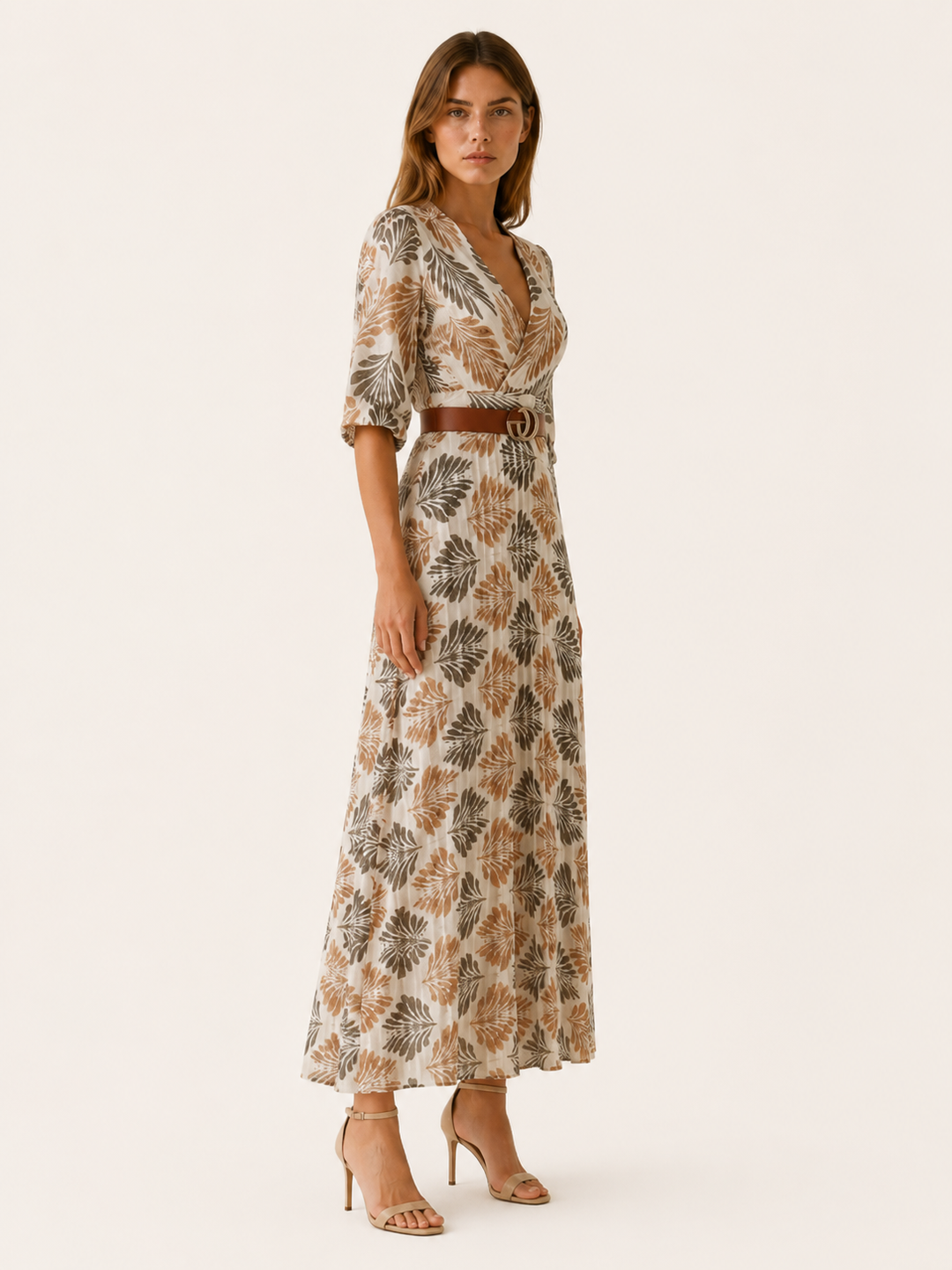 Elaina | Patterned Maxi Dress with Elbow Sleeves