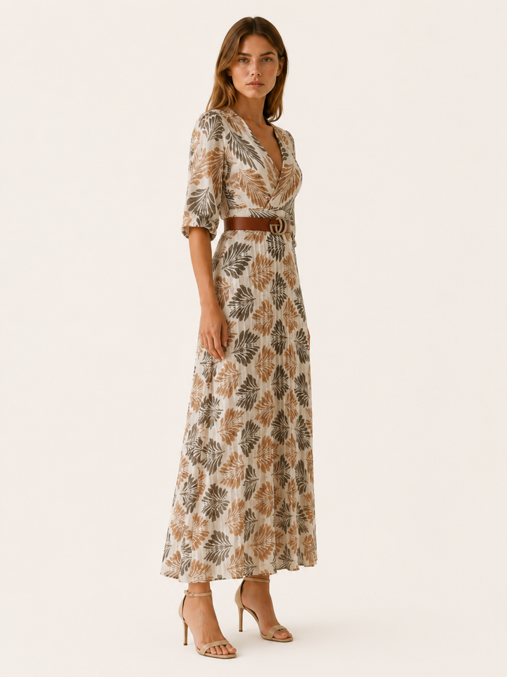 Elaina | Patterned Maxi Dress with Elbow Sleeves
