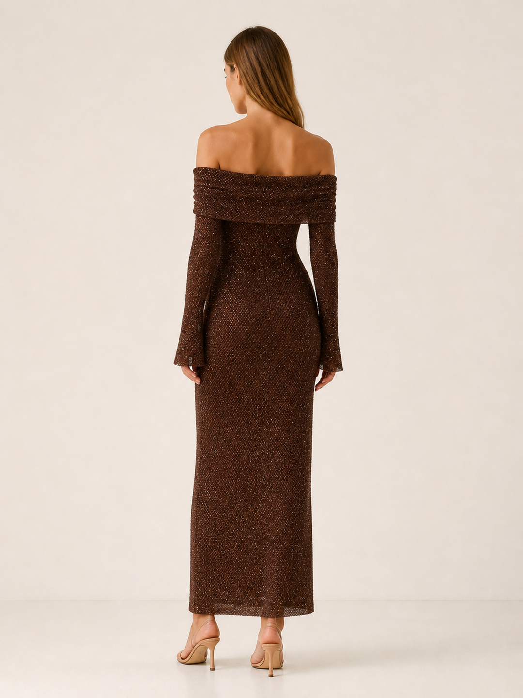 Elira | Off Shoulder Maxi Dress with Long Sleeves