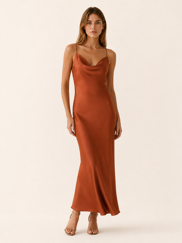 Elspeth | Satin Maxi Dress with Cowl Neckline