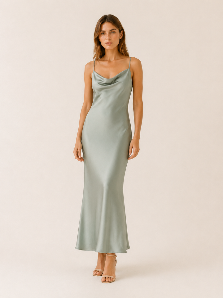 Elspeth | Satin Maxi Dress with Cowl Neckline