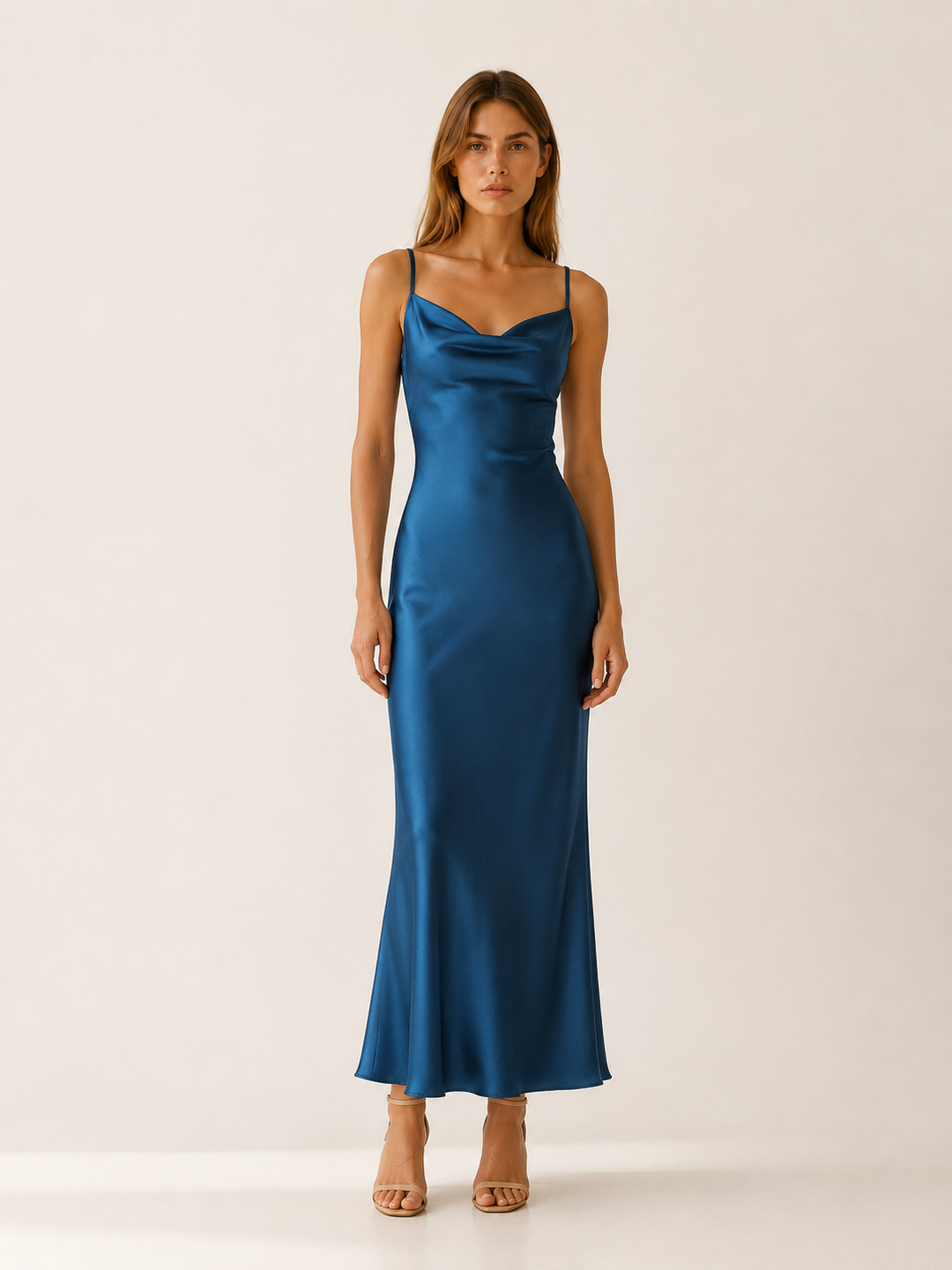 Elspeth | Satin Maxi Dress with Cowl Neckline