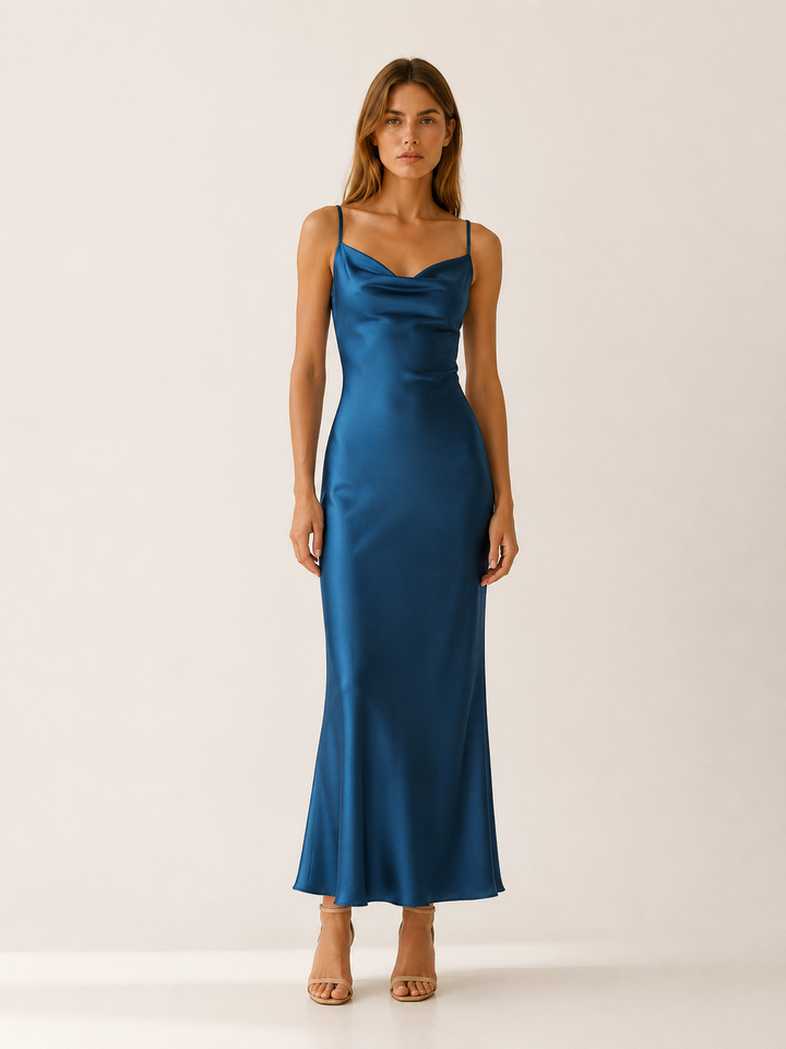 Elspeth | Satin Maxi Dress with Cowl Neckline