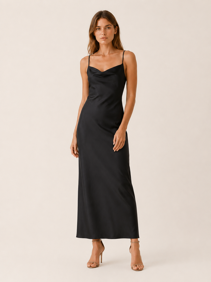 Elspeth | Satin Maxi Dress with Cowl Neckline