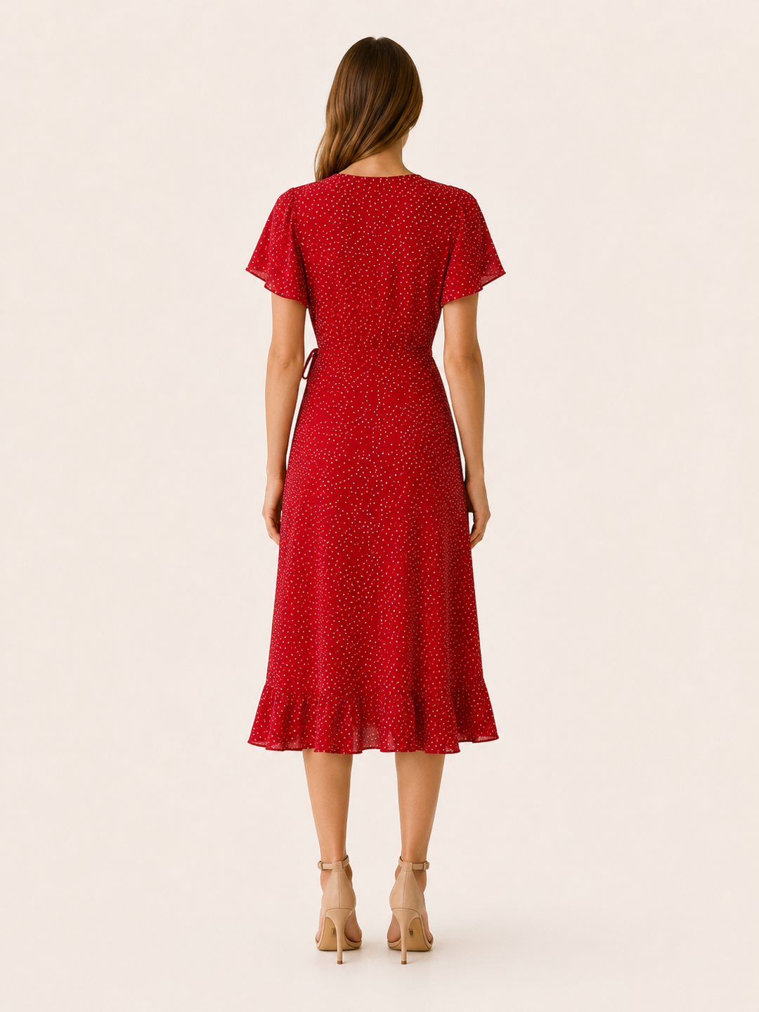 Farah | Polka Dot Wrap Dress with Ruffle Trim